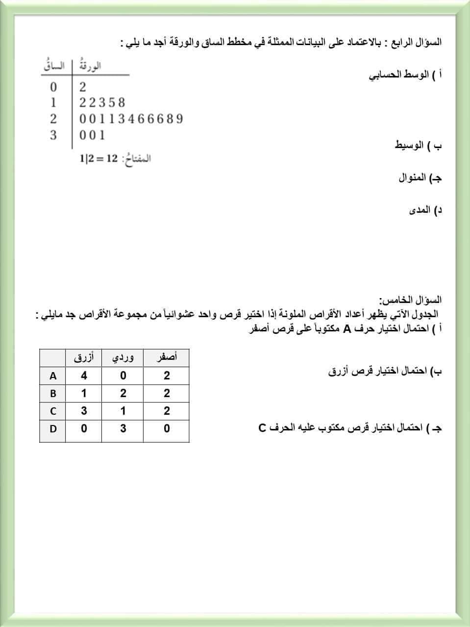 MTU0NTA2MC40MDc4 بالصور امتحان نهائي لمادة الرياضيات للصف السابع الفصل الثاني 2024